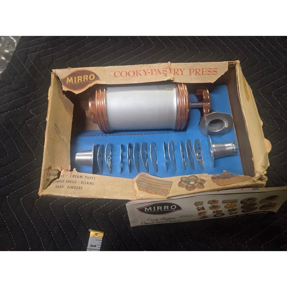Vintage Mirro Aluminum Cooky-Pastry Press Copper Tone Accents with Box & Manual